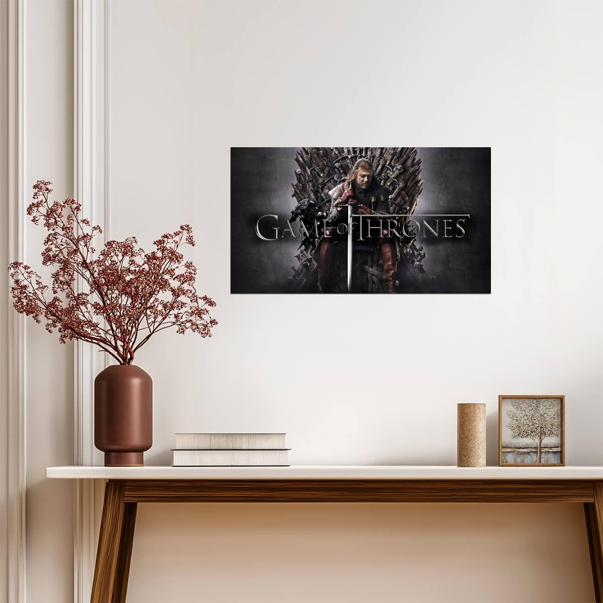 Game of Thrones Ned Stark on the Iron Throne | TV Show Poster | Fantasy Series Wall Art - Movies & TV Poster