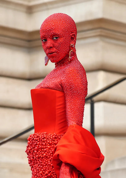 Doja Cat Red Crystal Outfit | Paris Fashion Week Poster | Avant Garde Fashion Art - Music Poster