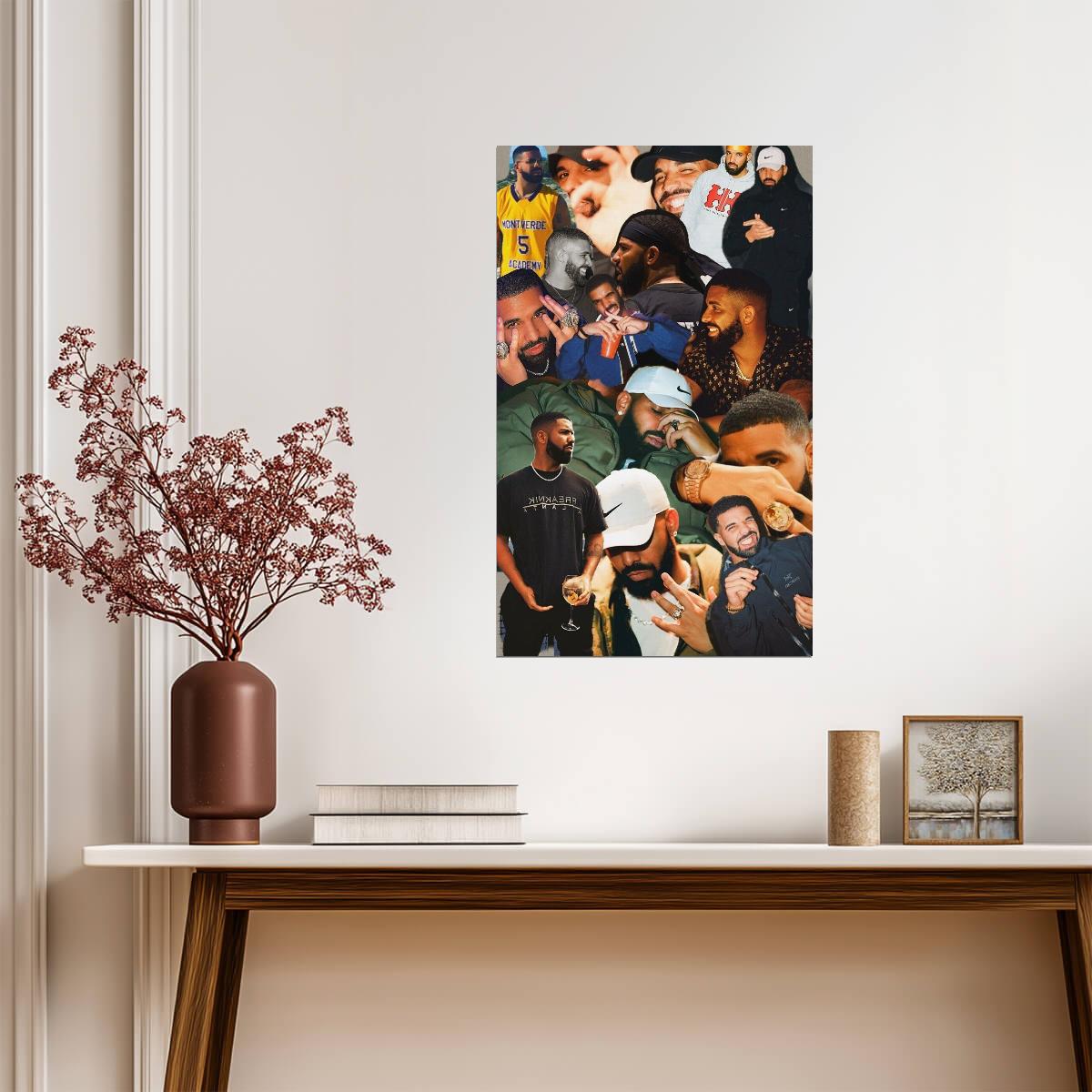 Drake Photo Collage Style 2 | Hip Hop Music Poster | Rapper Lifestyle Art Print - Music Poster