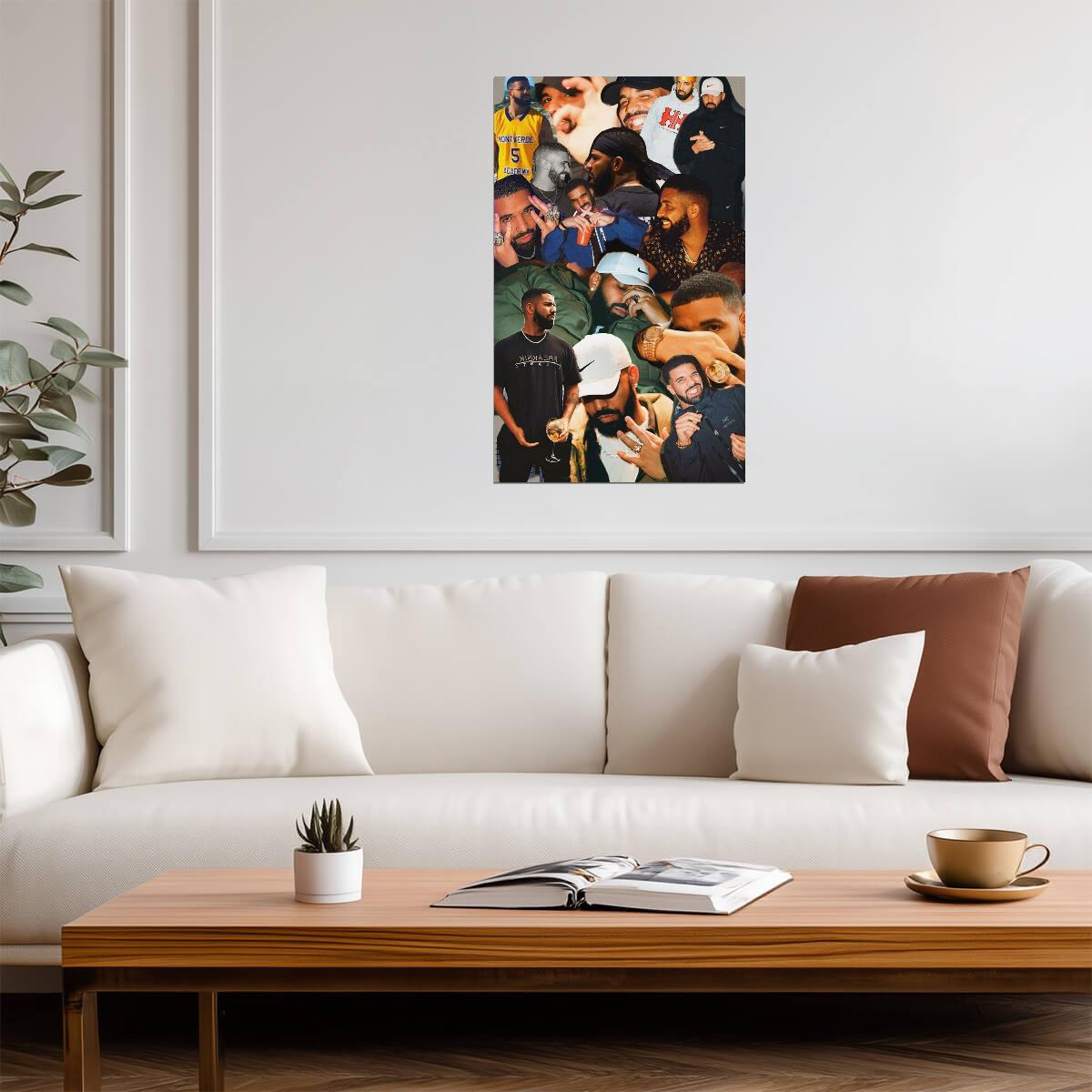Drake Photo Collage Style 2 | Hip Hop Music Poster | Rapper Lifestyle Art Print - Music Poster