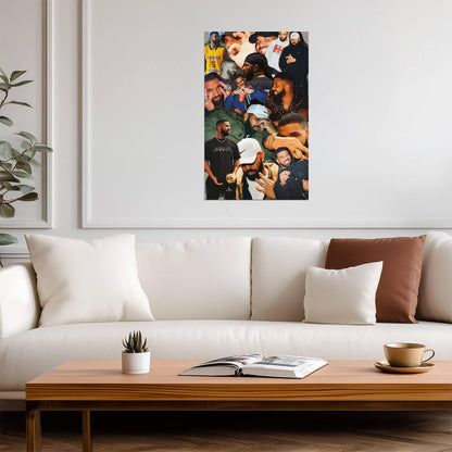 Drake Photo Collage Style 2 | Hip Hop Music Poster | Rapper Lifestyle Art Print - Music Poster