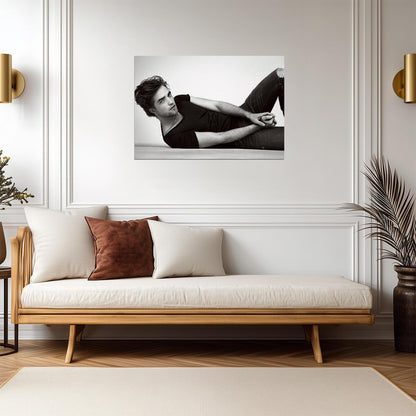 Robert Pattinson Lying Down | Black and White Portrait | Celebrity Actor Poster - Celebrities Poster