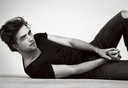 Robert Pattinson Lying Down | Black and White Portrait | Celebrity Actor Poster - Celebrities Poster