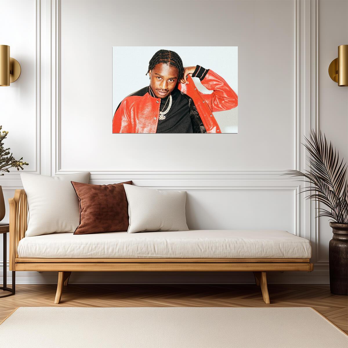 Lil Tjay Red Jacket Photoshoot | Hip Hop Music Poster | Modern Rapper Style Art - Music Poster