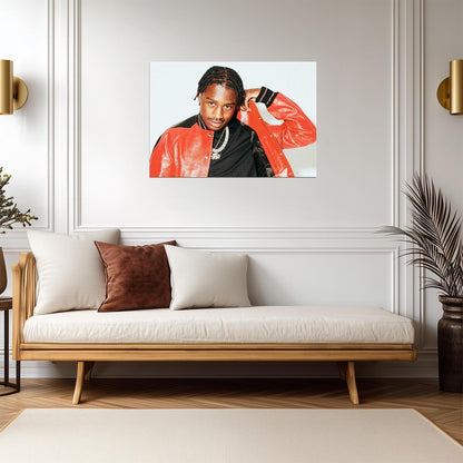 Lil Tjay Red Jacket Photoshoot | Hip Hop Music Poster | Modern Rapper Style Art - Music Poster