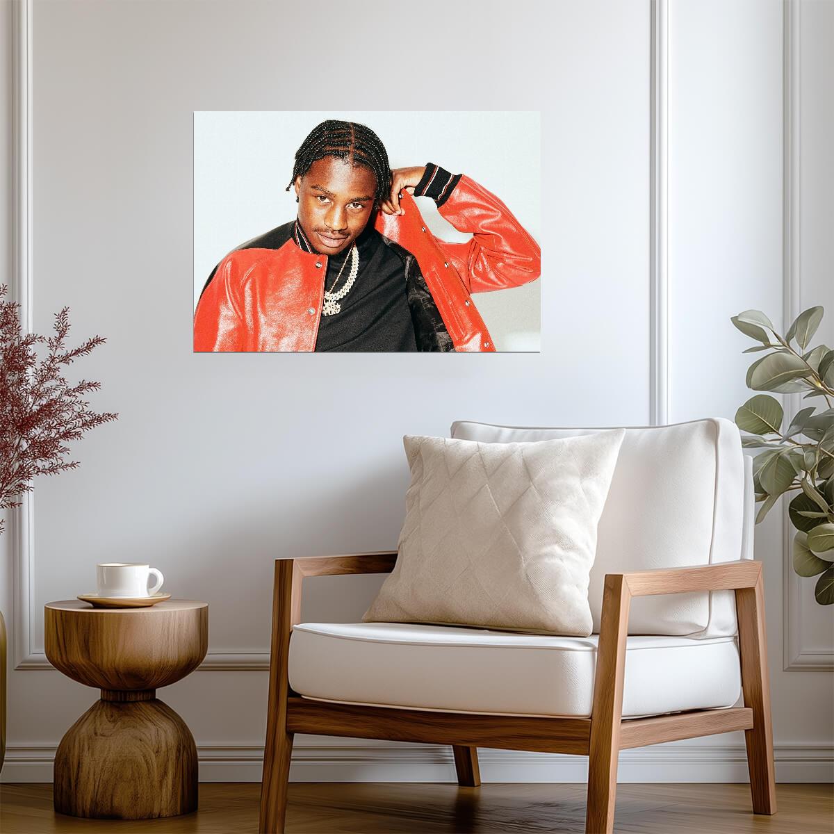 Lil Tjay Red Jacket Photoshoot | Hip Hop Music Poster | Modern Rapper Style Art - Music Poster