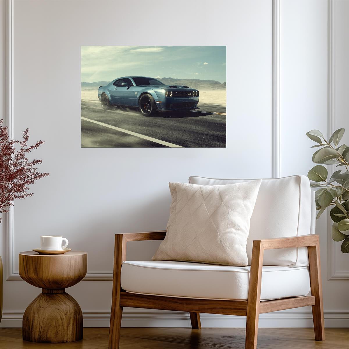 Dodge Challenger SRT Hellcat Widebody | American Muscle Car Poster | Blue Supercharged V8 in Motion - Cars Poster