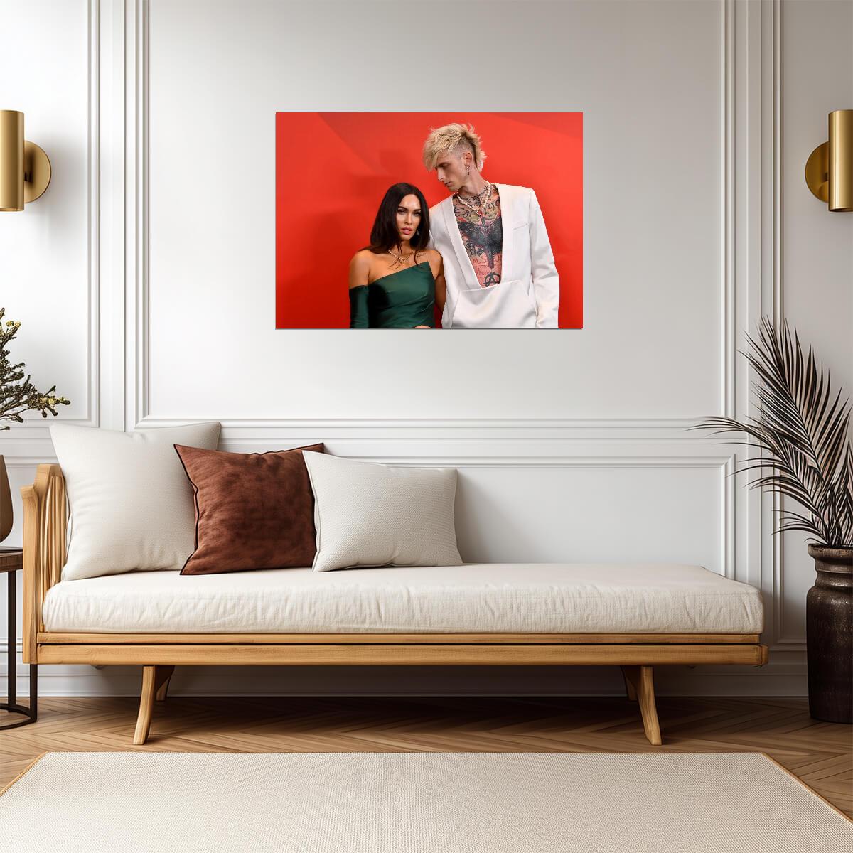 Machine Gun Kelly & Megan Fox | White Suit & Green Dress Photo | Celebrity Couple Poster - Music Poster