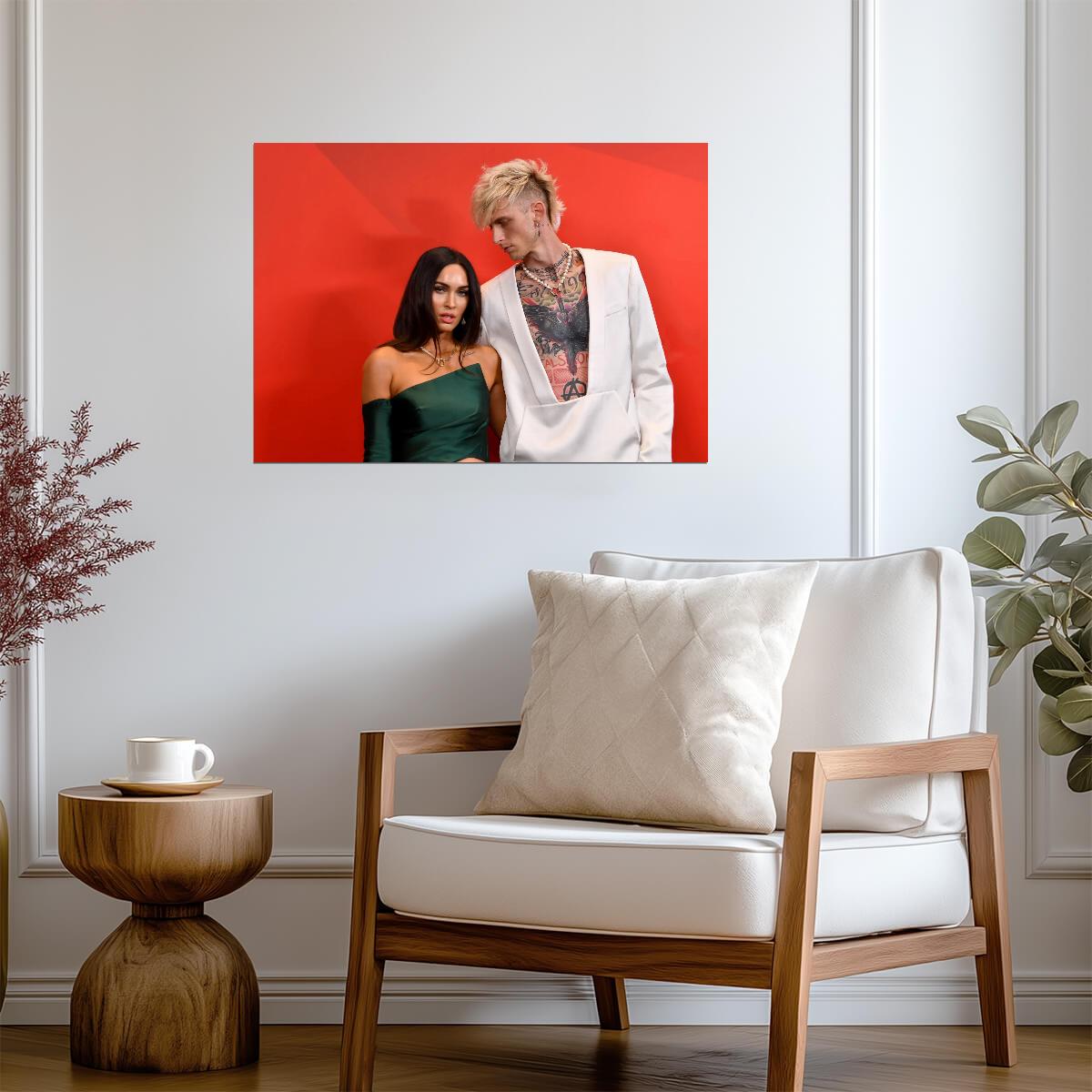 Machine Gun Kelly & Megan Fox | White Suit & Green Dress Photo | Celebrity Couple Poster - Music Poster