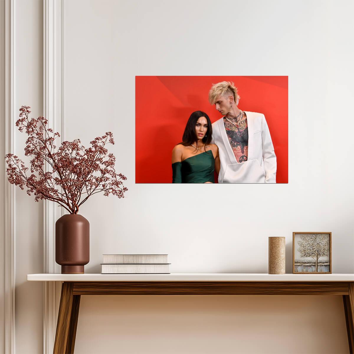 Machine Gun Kelly & Megan Fox | White Suit & Green Dress Photo | Celebrity Couple Poster - Music Poster