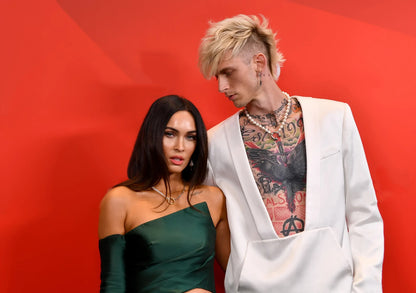 Machine Gun Kelly & Megan Fox | White Suit & Green Dress Photo | Celebrity Couple Poster - Music Poster