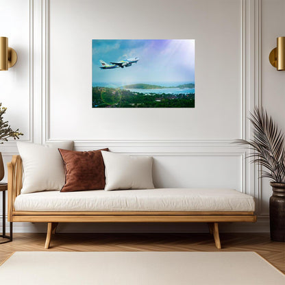 Bangkok Airways Airplane Takeoff | Tropical Island Travel Poster | Vacation Destination Aviation Art - Cars Poster