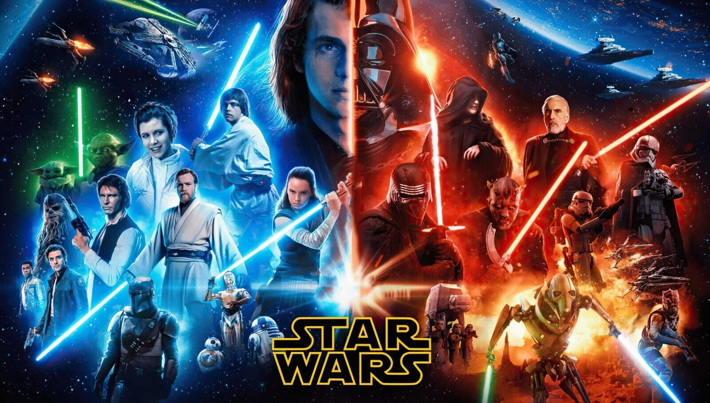 Star Wars Skywalker Saga Collage | Jedi & Sith Light vs Dark | Sci-Fi Movie Poster - Movies & TV Poster