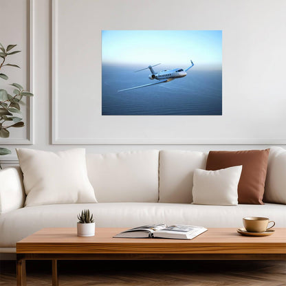Gulfstream Private Jet in Flight | Aviation Photography Poster | Luxury Aircraft Over Ocean - Cars Poster