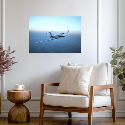 Gulfstream Private Jet in Flight | Aviation Photography Poster | Luxury Aircraft Over Ocean - Cars Poster