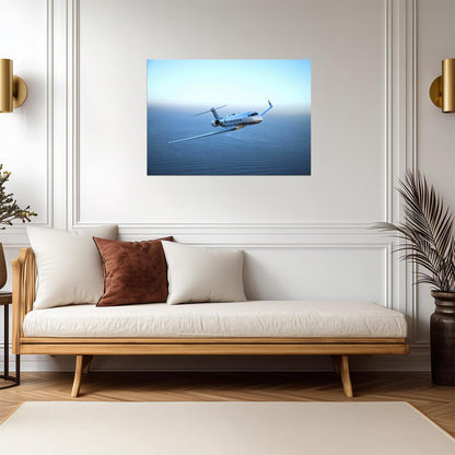 Gulfstream Private Jet in Flight | Aviation Photography Poster | Luxury Aircraft Over Ocean - Cars Poster