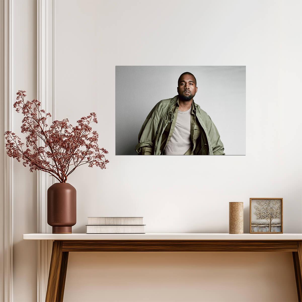 Kanye West Studio Portrait | Green Jacket Poster | Hip Hop Fashion Art - Music Poster