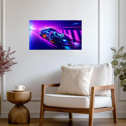 Need For Speed Heat Chevrolet Corvette C7 | Cyberpunk Racing Game Poster | Neon Supercar Wall Art - Video Games Poster