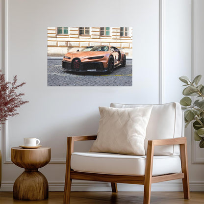 Bugatti Chiron Pur Sport | Copper Hypercar Poster | Supercar on Cobblestone Street - Cars Poster