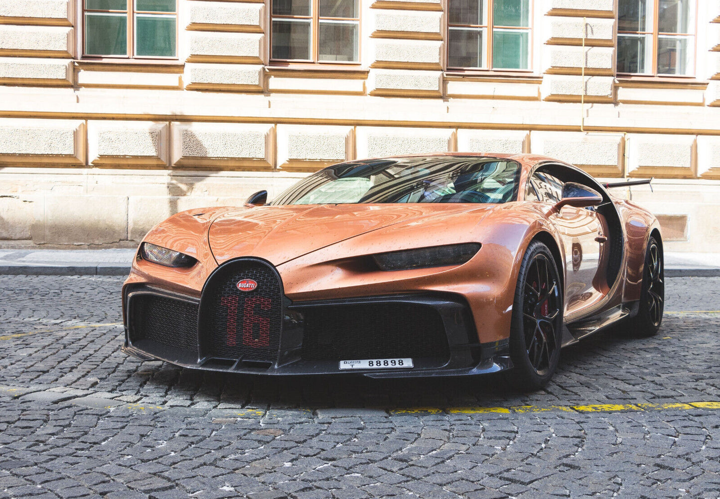 Bugatti Chiron Pur Sport | Copper Hypercar Poster | Supercar on Cobblestone Street - Cars Poster