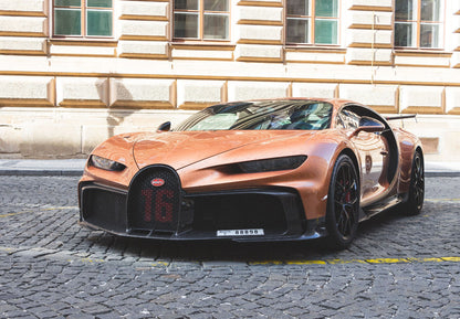 Bugatti Chiron Pur Sport | Copper Hypercar Poster | Supercar on Cobblestone Street - Cars Poster