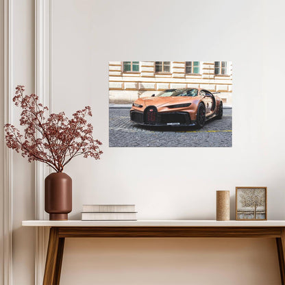 Bugatti Chiron Pur Sport | Copper Hypercar Poster | Supercar on Cobblestone Street - Cars Poster