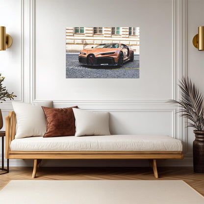 Bugatti Chiron Pur Sport | Copper Hypercar Poster | Supercar on Cobblestone Street - Cars Poster