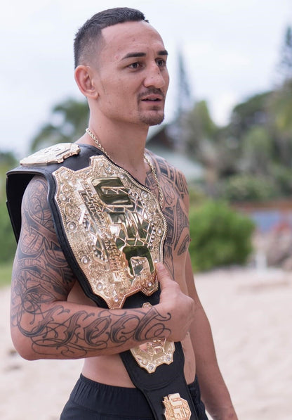 Max Holloway Blessed with UFC Title | MMA Poster | Hawaiian Combat Sports Legend - Sports Poster