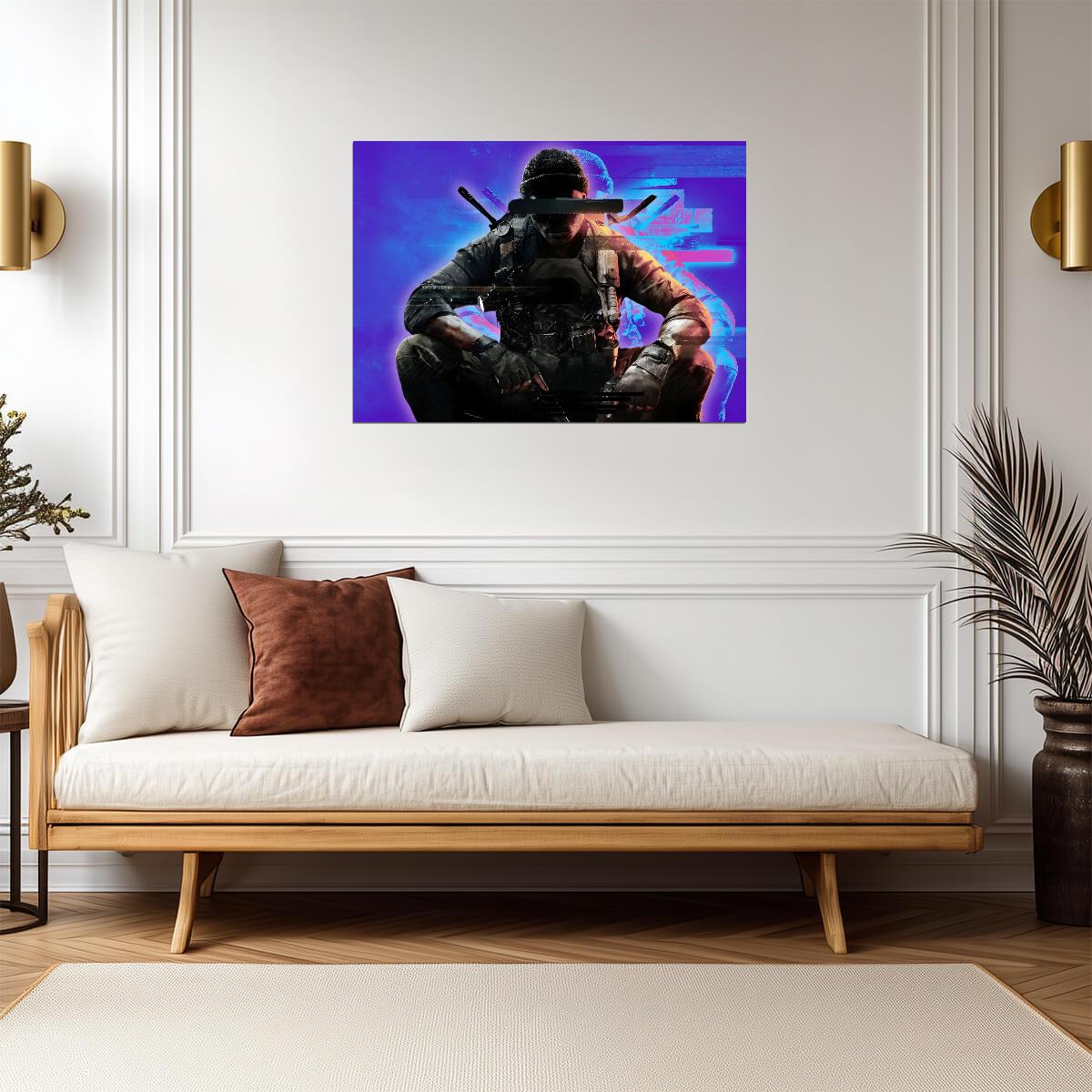 Call of Duty Black Ops 6 | Glitch Effect Soldier Art | Gaming Room Decor - Video Games Poster