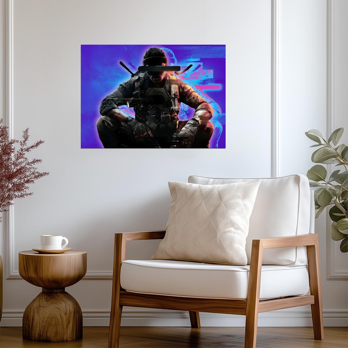 Call of Duty Black Ops 6 | Glitch Effect Soldier Art | Gaming Room Decor - Video Games Poster
