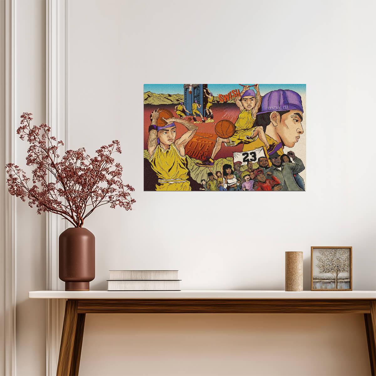 Central Cee Basketball Comic Art | Lakers 23 Jersey Poster | UK Rap Fan Art - Music Poster