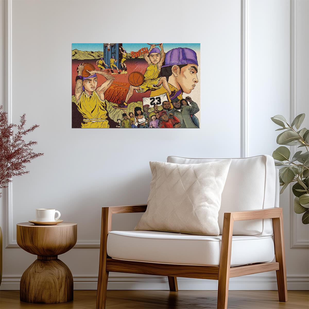 Central Cee Basketball Comic Art | Lakers 23 Jersey Poster | UK Rap Fan Art - Music Poster