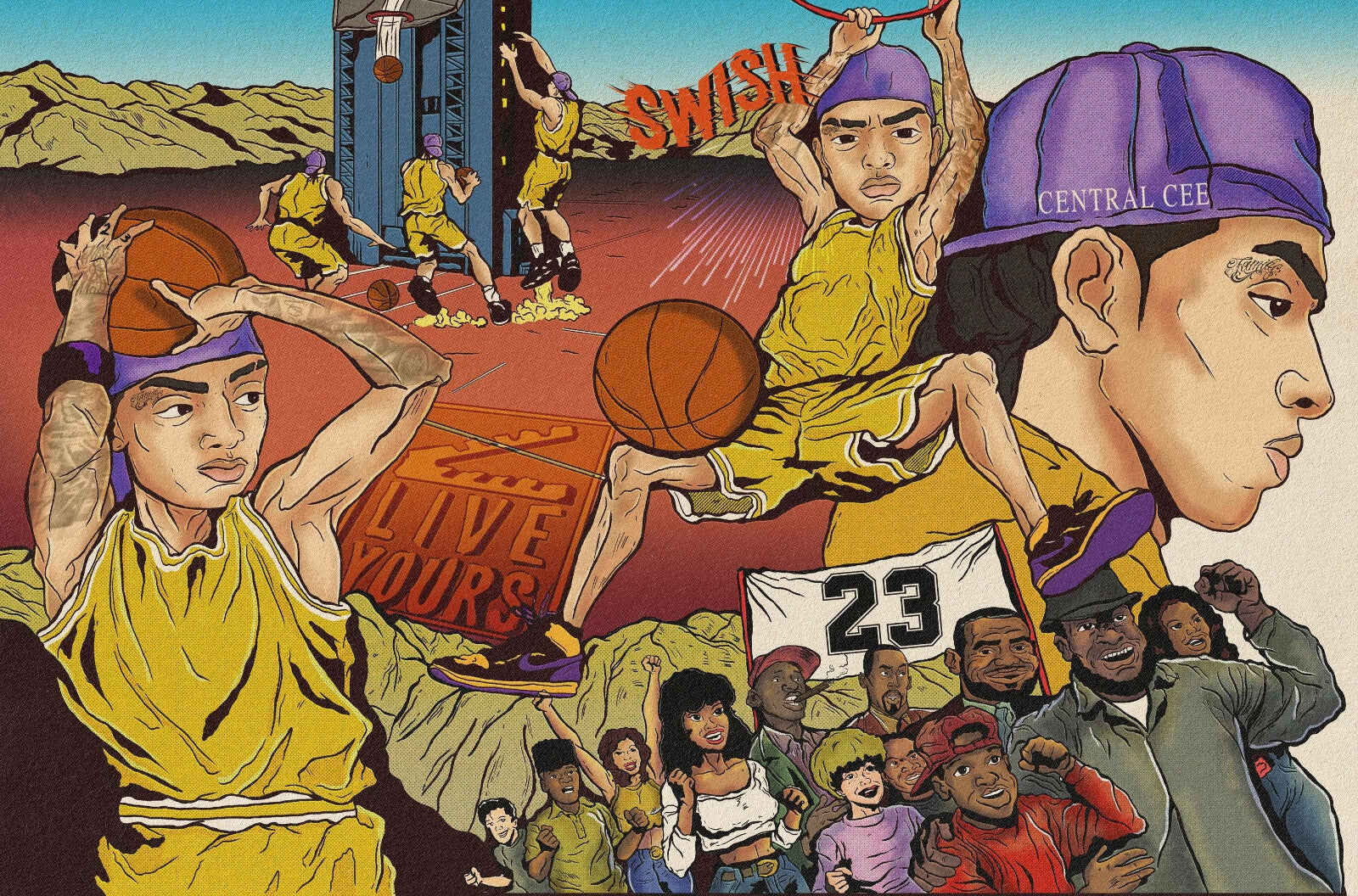Central Cee Basketball Comic Art | Lakers 23 Jersey Poster | UK Rap Fan Art - Music Poster
