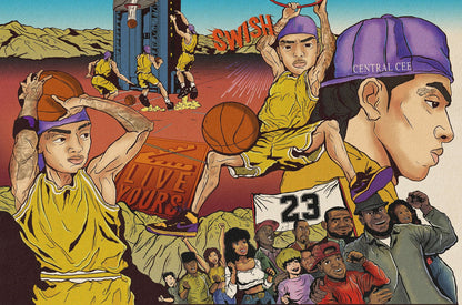 Central Cee Basketball Comic Art | Lakers 23 Jersey Poster | UK Rap Fan Art - Music Poster