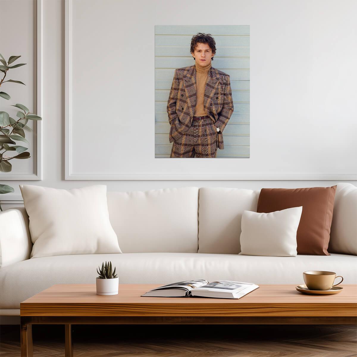 Tom Holland Plaid Suit Photoshoot | Celebrity Portrait Poster | Modern Actor Wall Art - Celebrities Poster