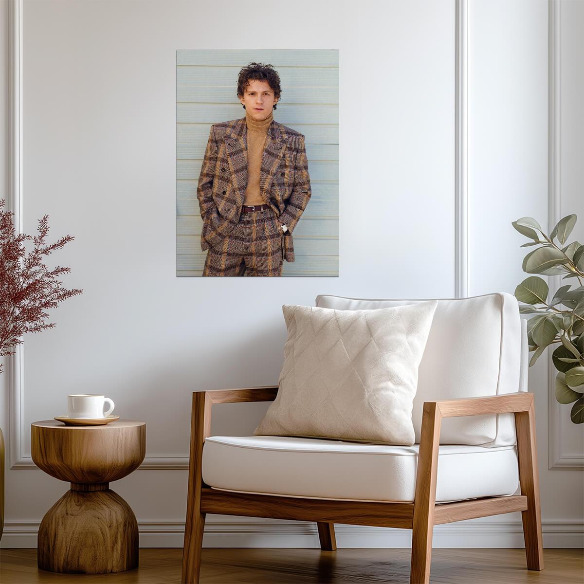 Tom Holland Plaid Suit Photoshoot | Celebrity Portrait Poster | Modern Actor Wall Art - Celebrities Poster