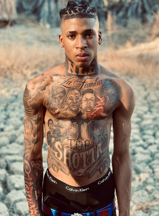 Nle Choppa Shirtless Tattoos | Hip Hop Poster | US Rapper Wall Art - Music Poster