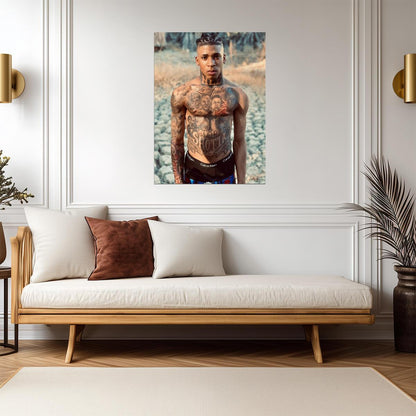 Nle Choppa Shirtless Tattoos | Hip Hop Poster | US Rapper Wall Art - Music Poster