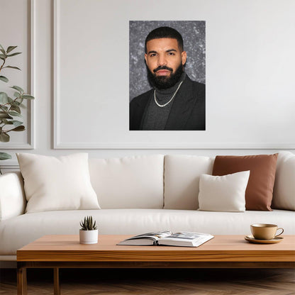 Drake Close-Up Portrait | Hip Hop Superstar Poster | Modern Music Wall Art - Music Poster