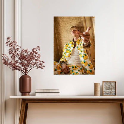 Machine Gun Kelly Yellow Suit | Middle Finger Pose | Pop Punk Artist Poster - Music Poster