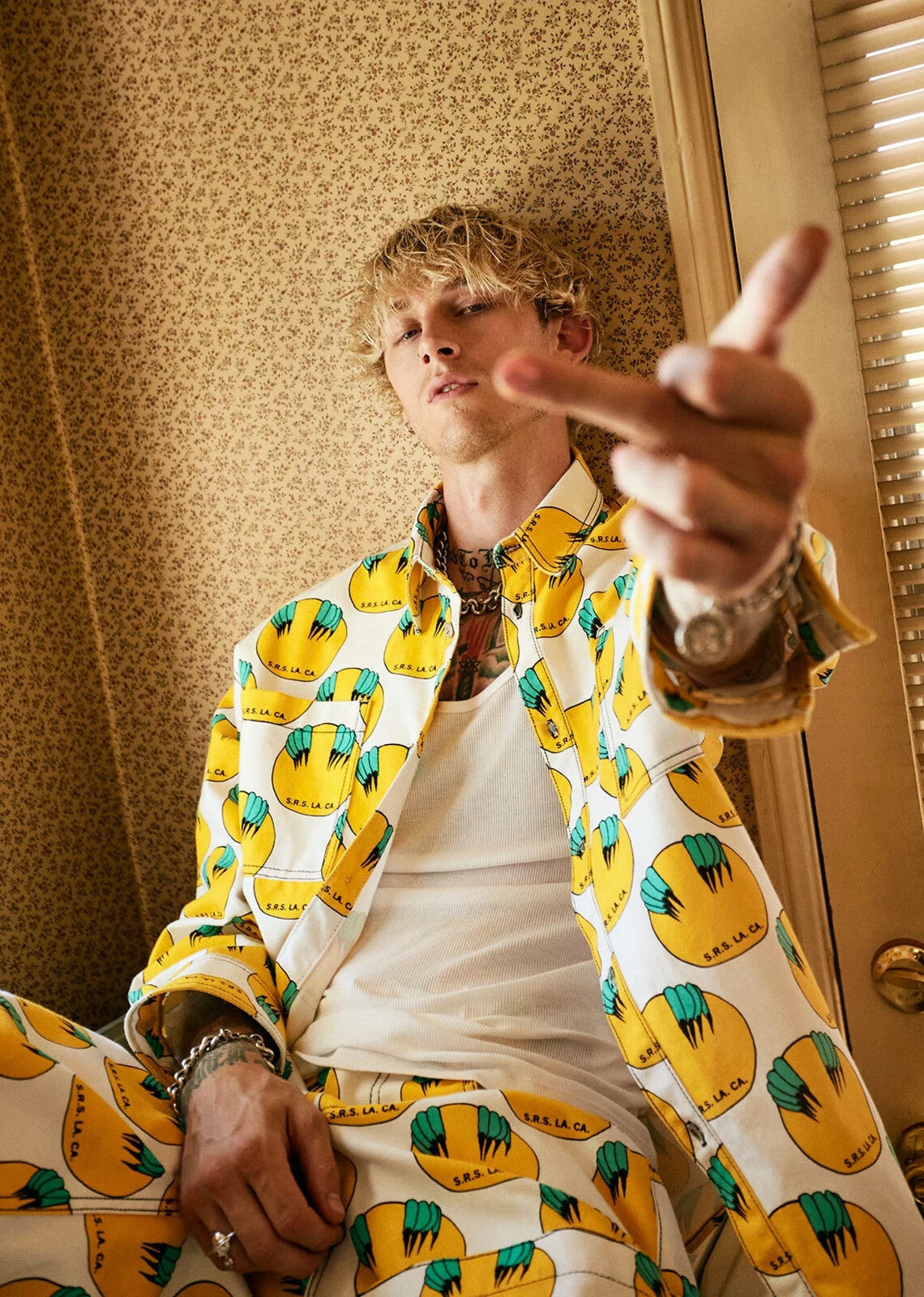 Machine Gun Kelly Yellow Suit | Middle Finger Pose | Pop Punk Artist Poster - Music Poster