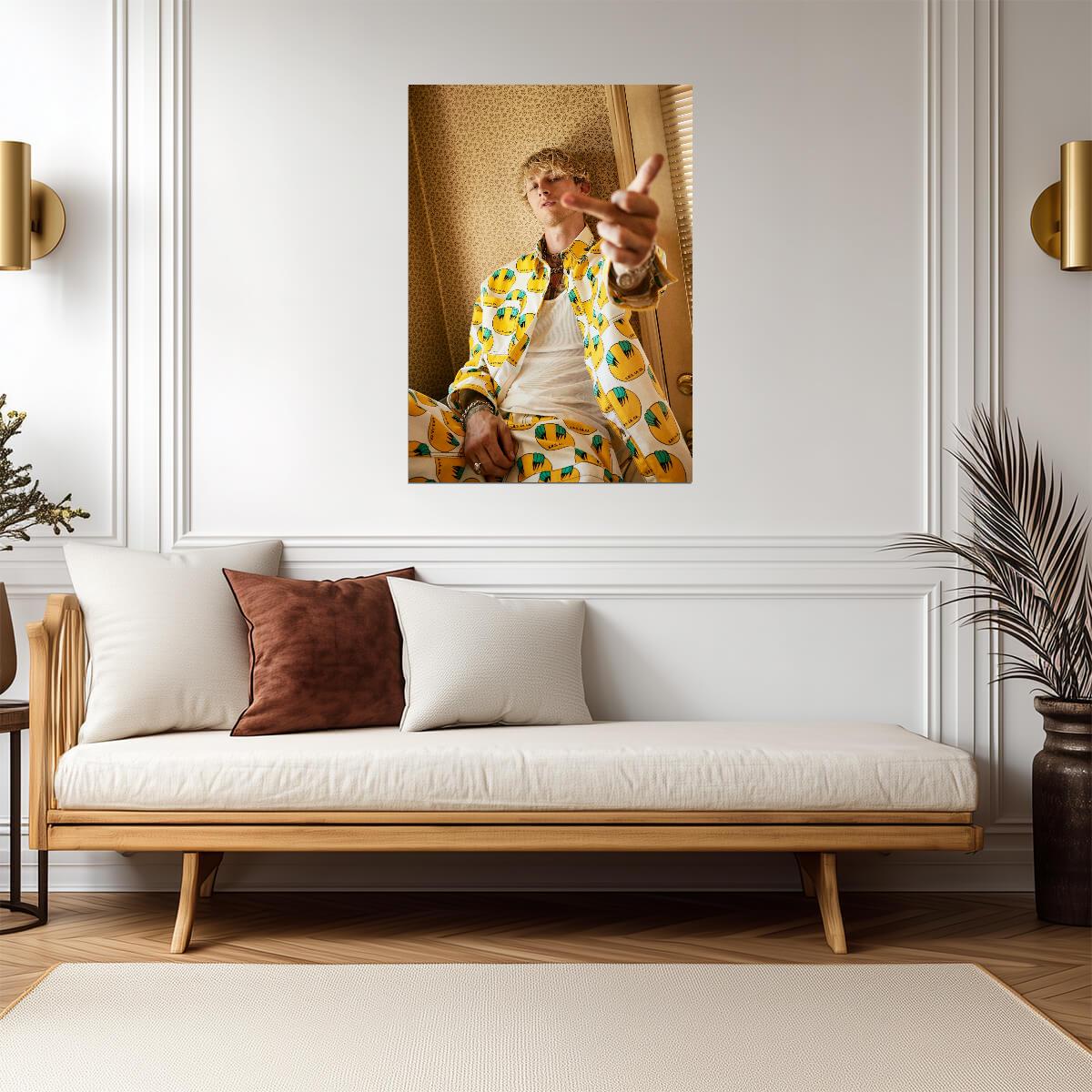Machine Gun Kelly Yellow Suit | Middle Finger Pose | Pop Punk Artist Poster - Music Poster