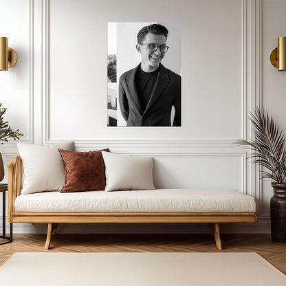 Tom Holland Black and White Portrait | Celebrity with Glasses Poster | Actor Wall Art - Celebrities Poster