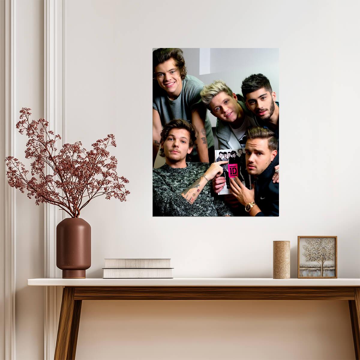 One Direction 100% Official | Group Photo with Book | Pop Music Fan Gift Poster - Music Poster