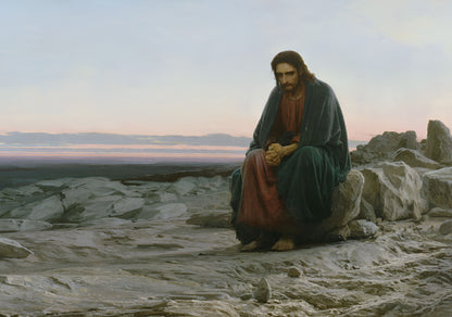 Jesus in the Desert | Vintage Style Painting Poster | Religious Christian Wall Art - Graphic & Art Poster