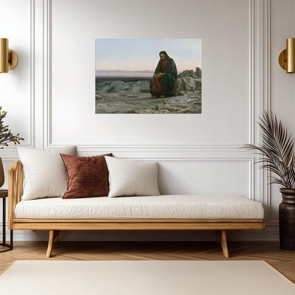 Jesus in the Desert | Vintage Style Painting Poster | Religious Christian Wall Art - Graphic & Art Poster