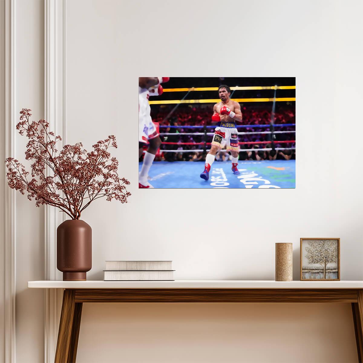 Manny Pacquiao in Boxing Ring | Action Poster | Combat Sports Legend - Sports Poster