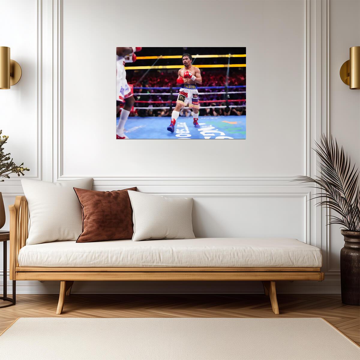 Manny Pacquiao in Boxing Ring | Action Poster | Combat Sports Legend - Sports Poster
