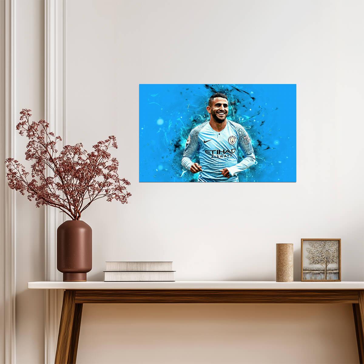 Riyad Mahrez Manchester City | Soccer Legend Poster | Premier League Fan Art - Sports Poster