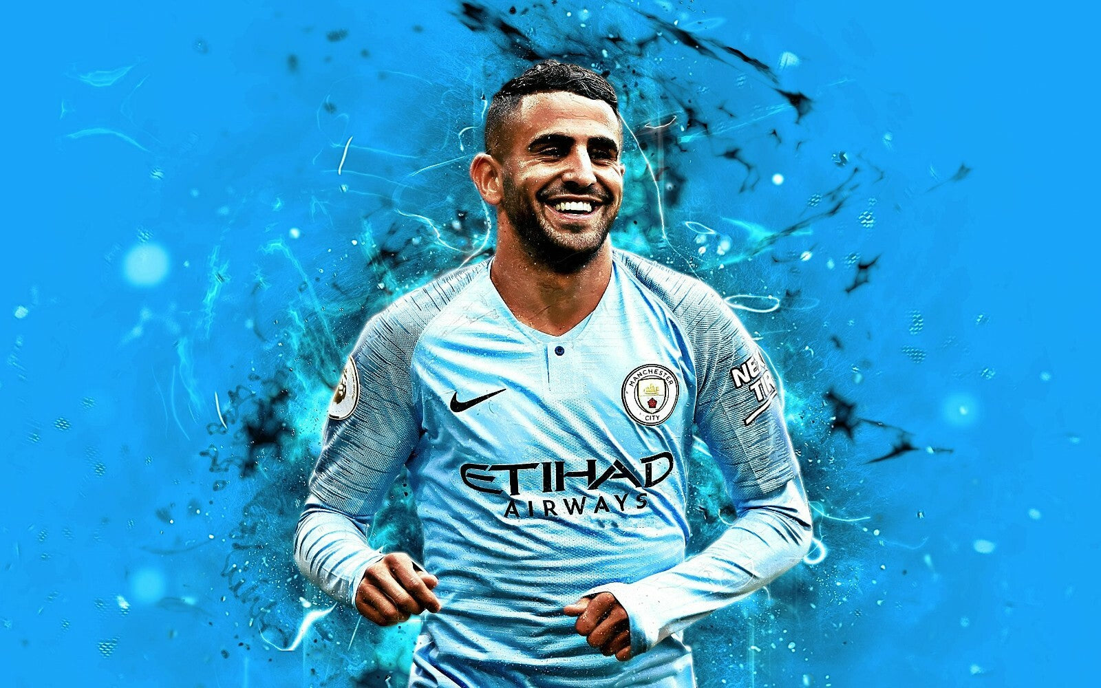 Riyad Mahrez Manchester City | Soccer Legend Poster | Premier League Fan Art - Sports Poster